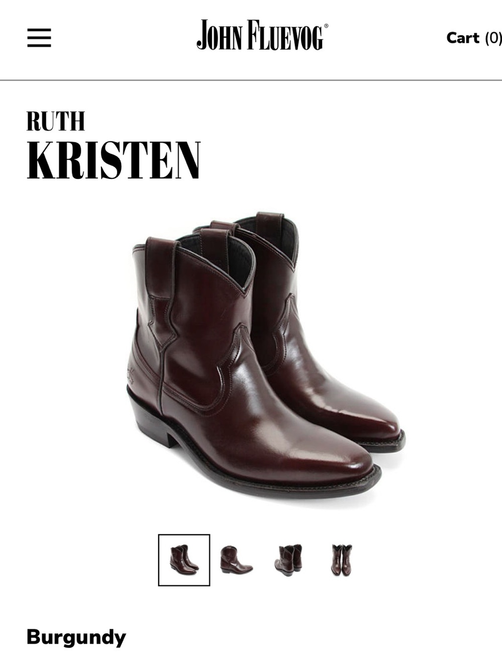 John Fluevog Ruth Kristen Burgundy Boots